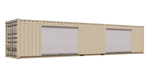 40ft New Storage Container w/ Two 10ft Roll-up Doors on Right Side